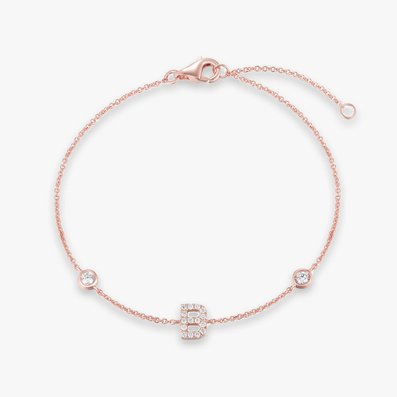 Lab Initial Diamond with Two Bezels Bracelet