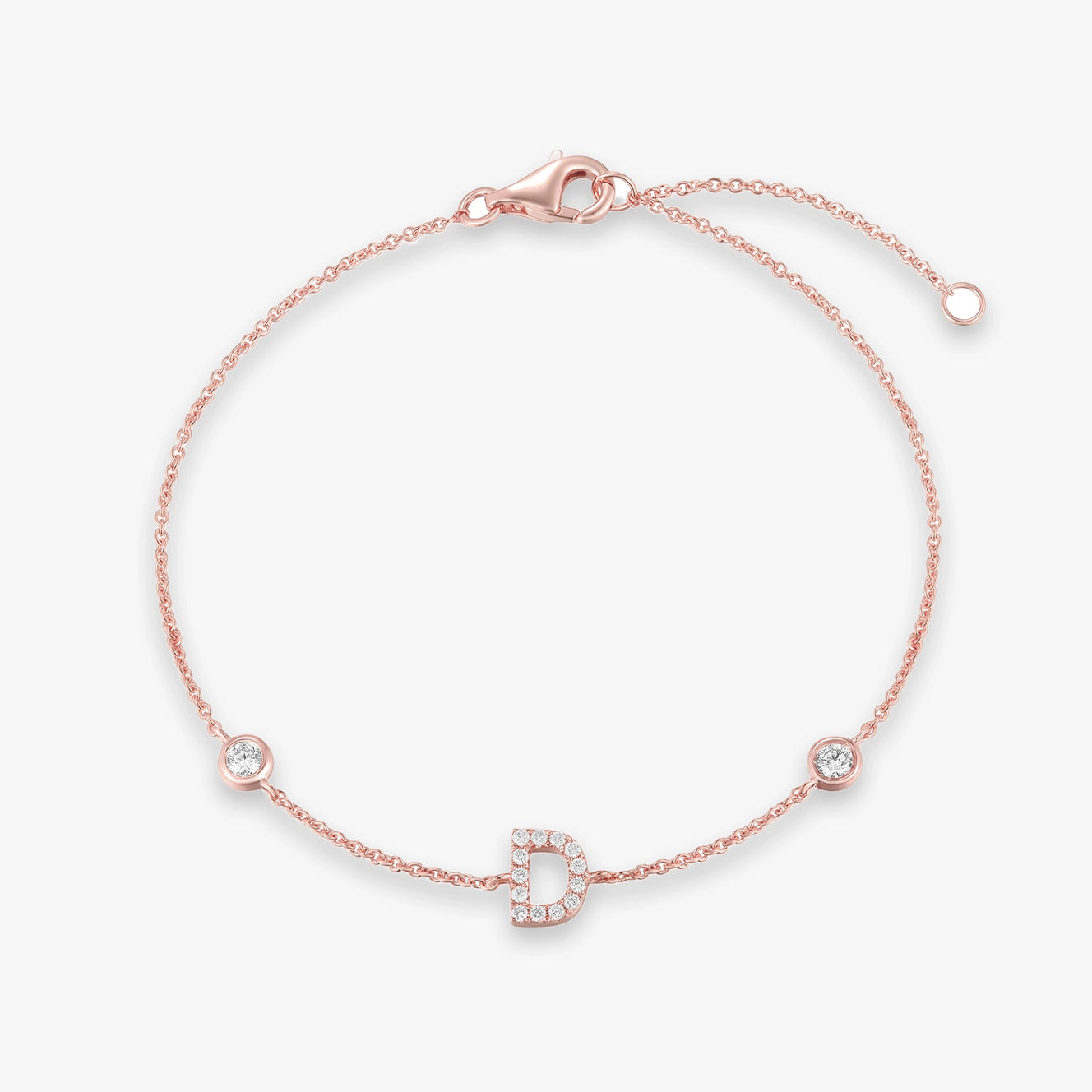 Lab Initial Diamond with Two Bezels Bracelet