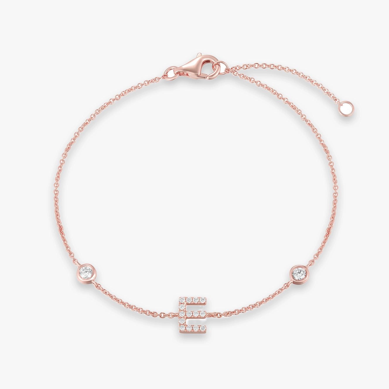 Lab Initial Diamond with Two Bezels Bracelet