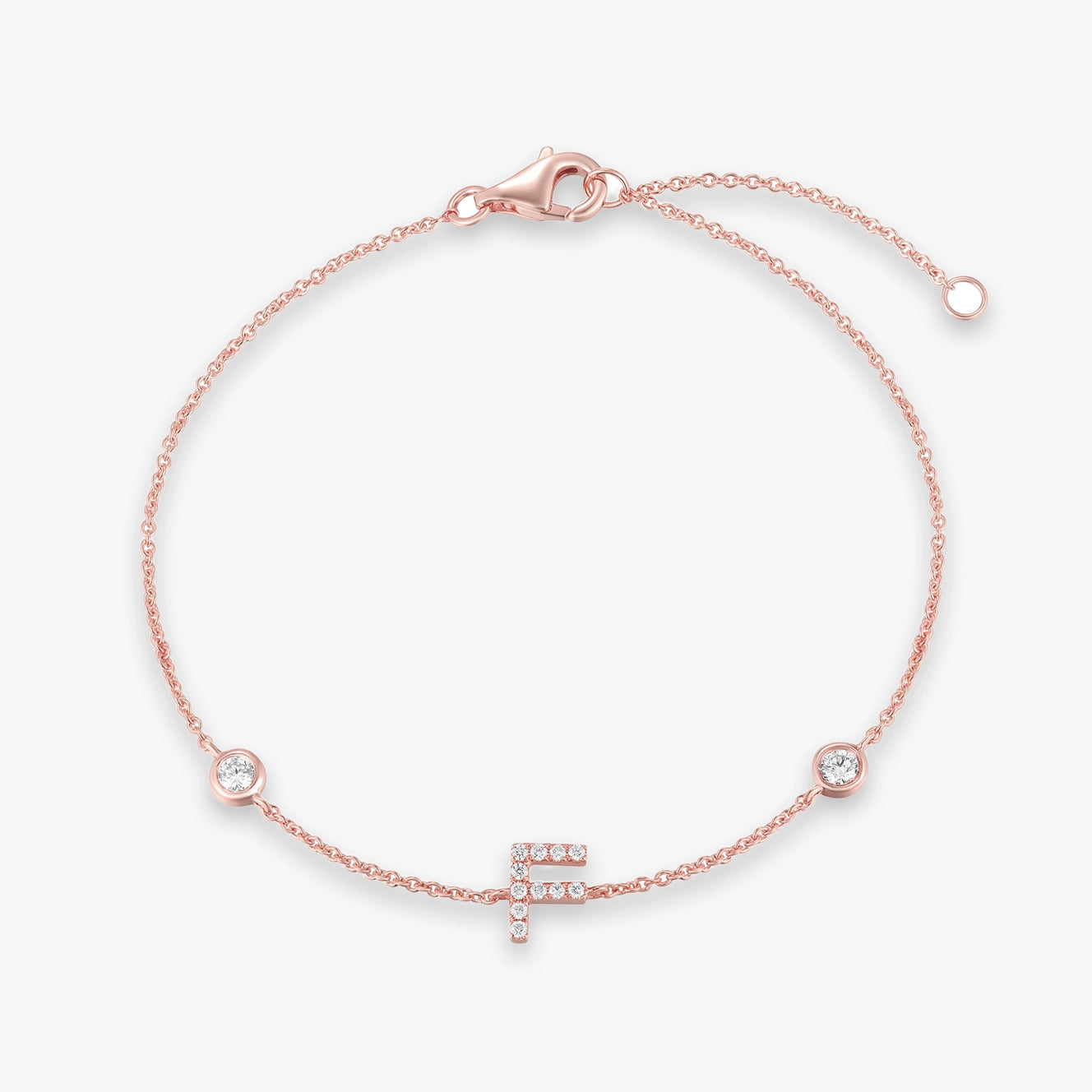 Lab Initial Diamond with Two Bezels Bracelet
