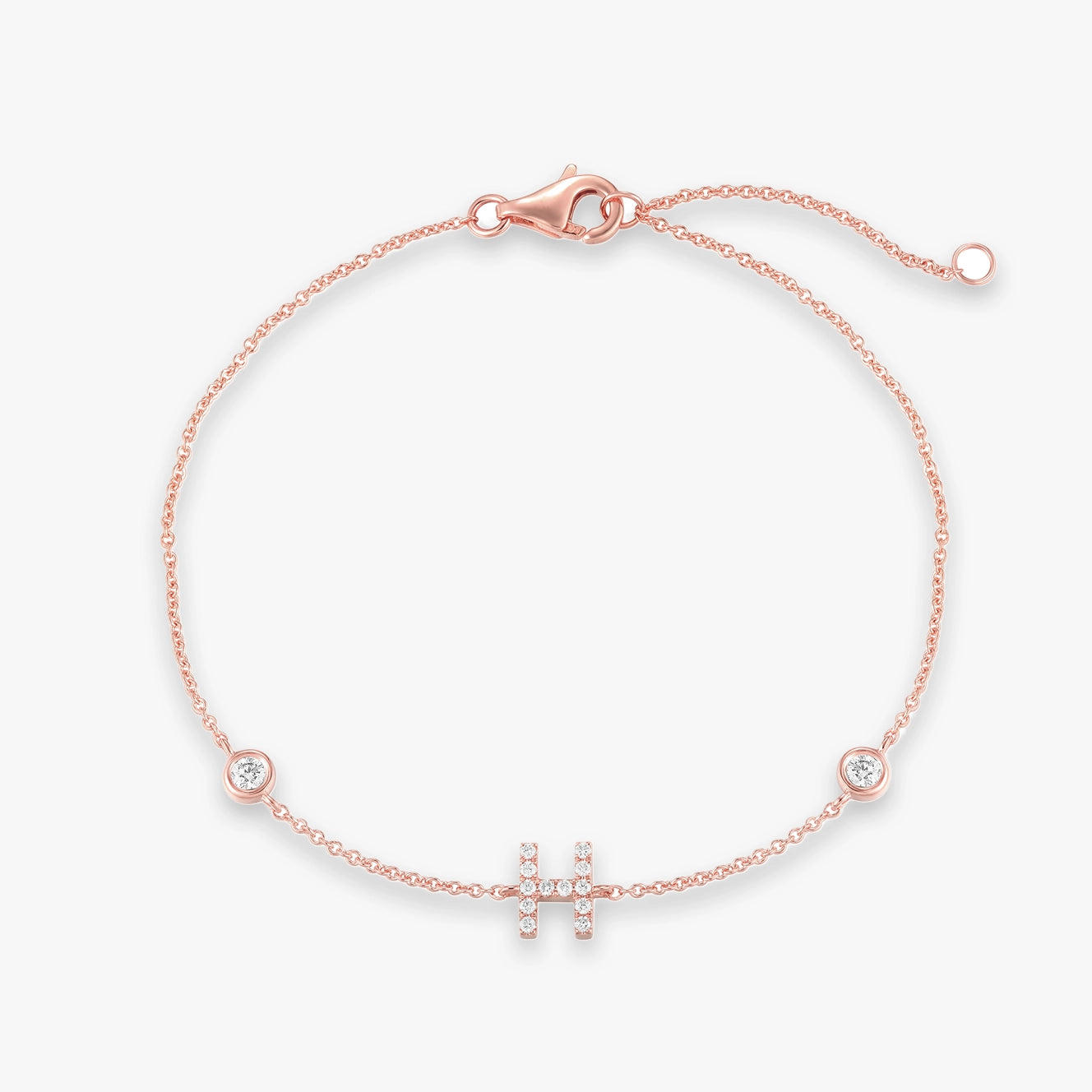 Lab Initial Diamond with Two Bezels Bracelet