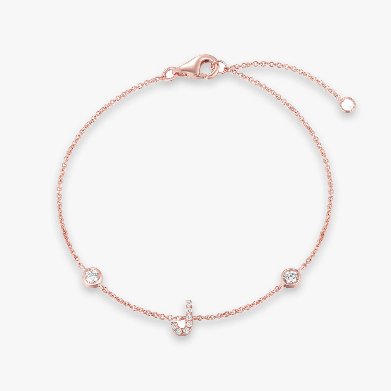 Lab Initial Diamond with Two Bezels Bracelet