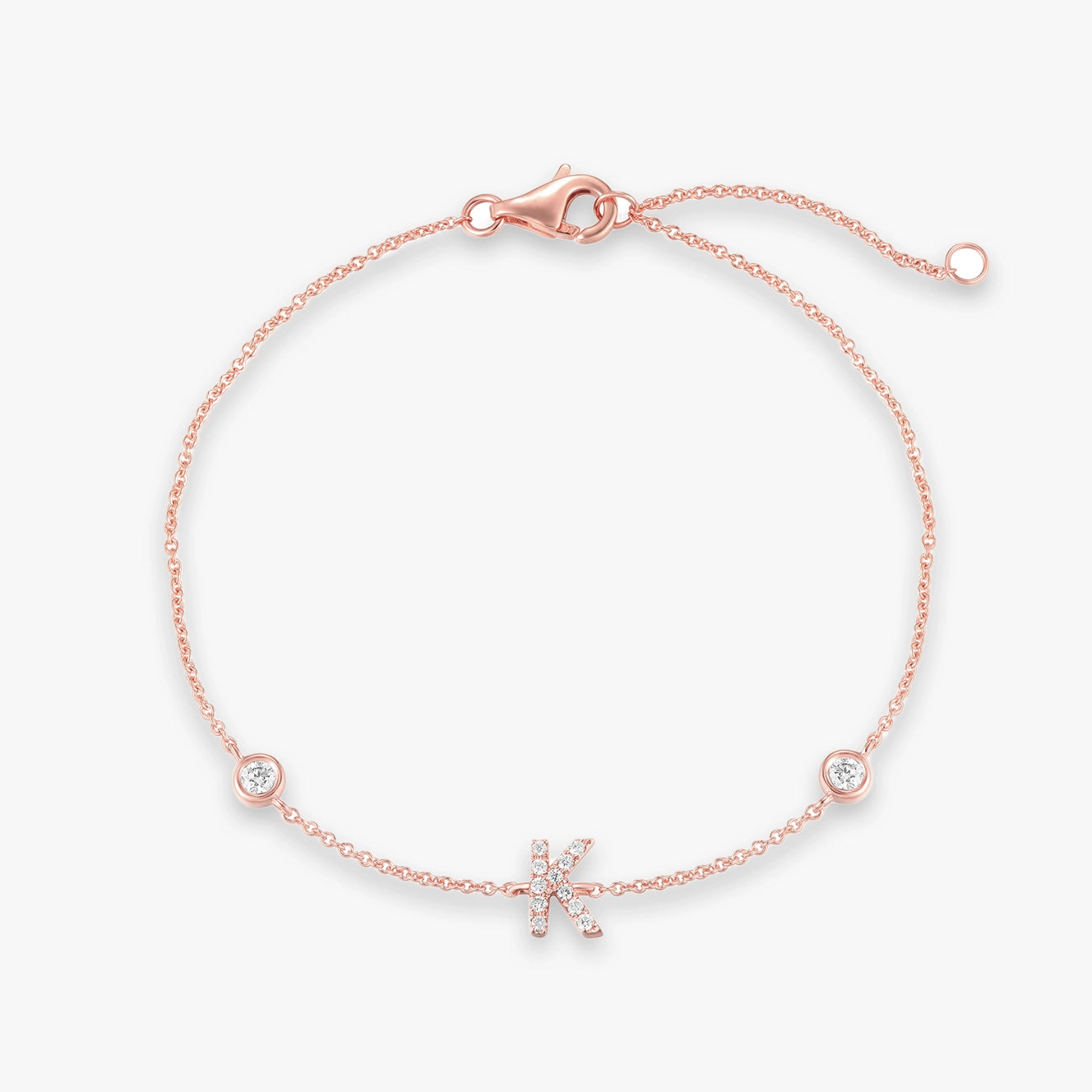 Lab Initial Diamond with Two Bezels Bracelet