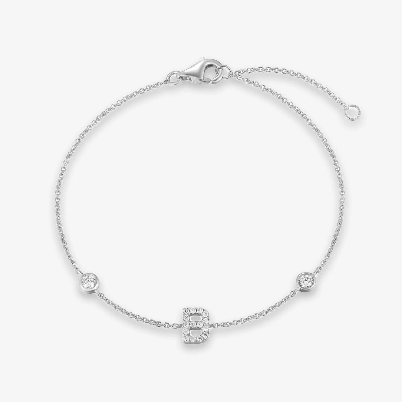 Lab Initial Diamond with Two Bezels Bracelet