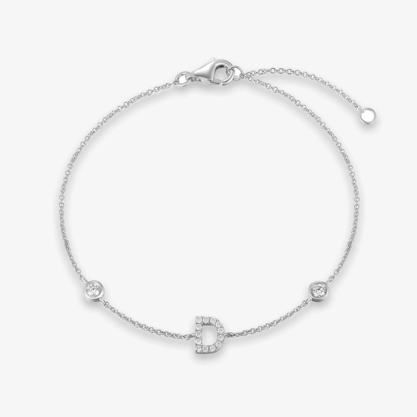 Lab Initial Diamond with Two Bezels Bracelet