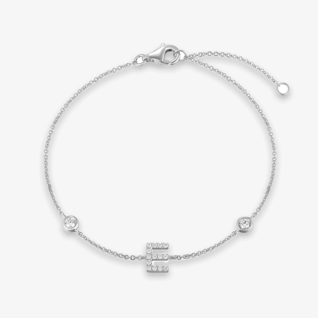 Lab Initial Diamond with Two Bezels Bracelet