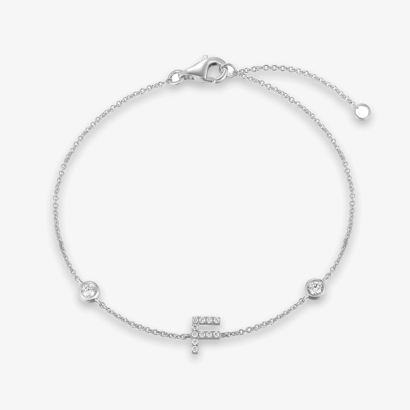 Lab Initial Diamond with Two Bezels Bracelet