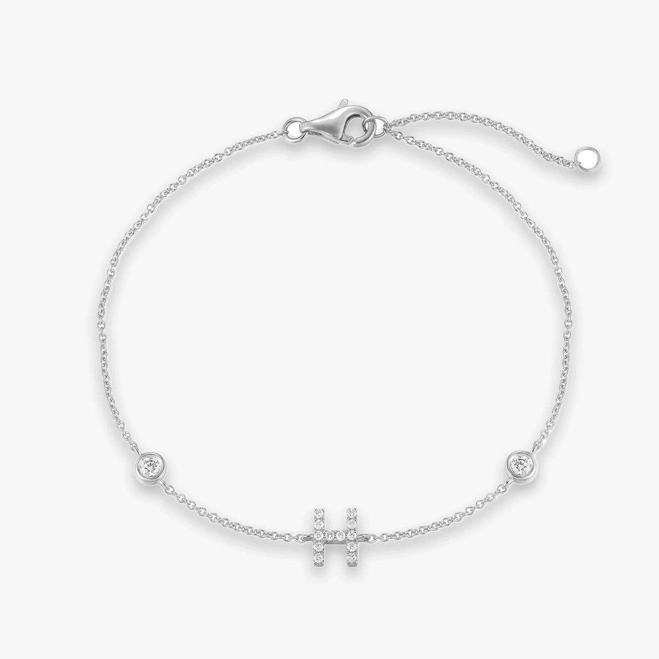 Lab Initial Diamond with Two Bezels Bracelet