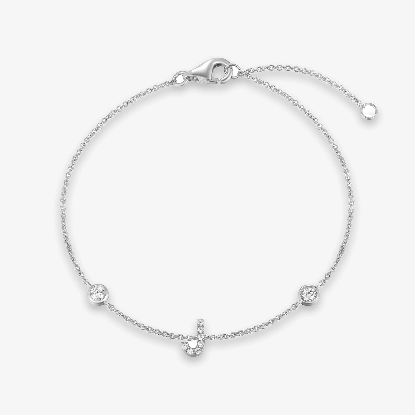 Lab Initial Diamond with Two Bezels Bracelet