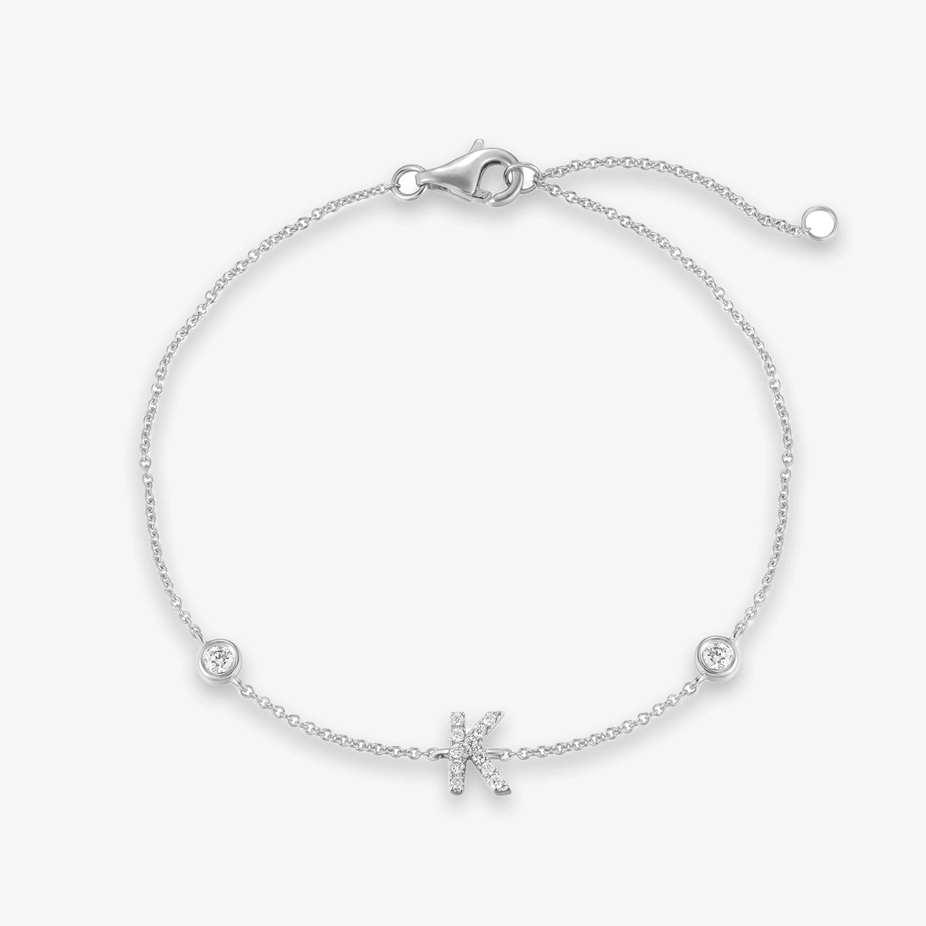 Lab Initial Diamond with Two Bezels Bracelet