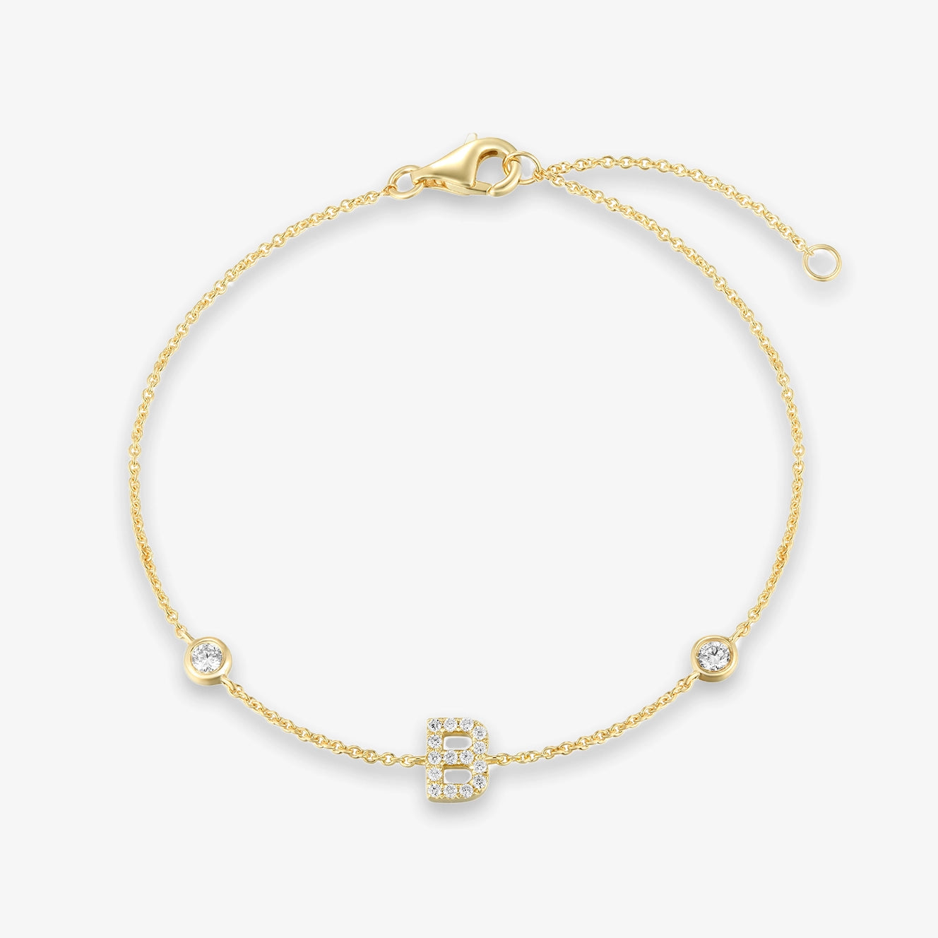 Lab Initial Diamond with Two Bezels Bracelet