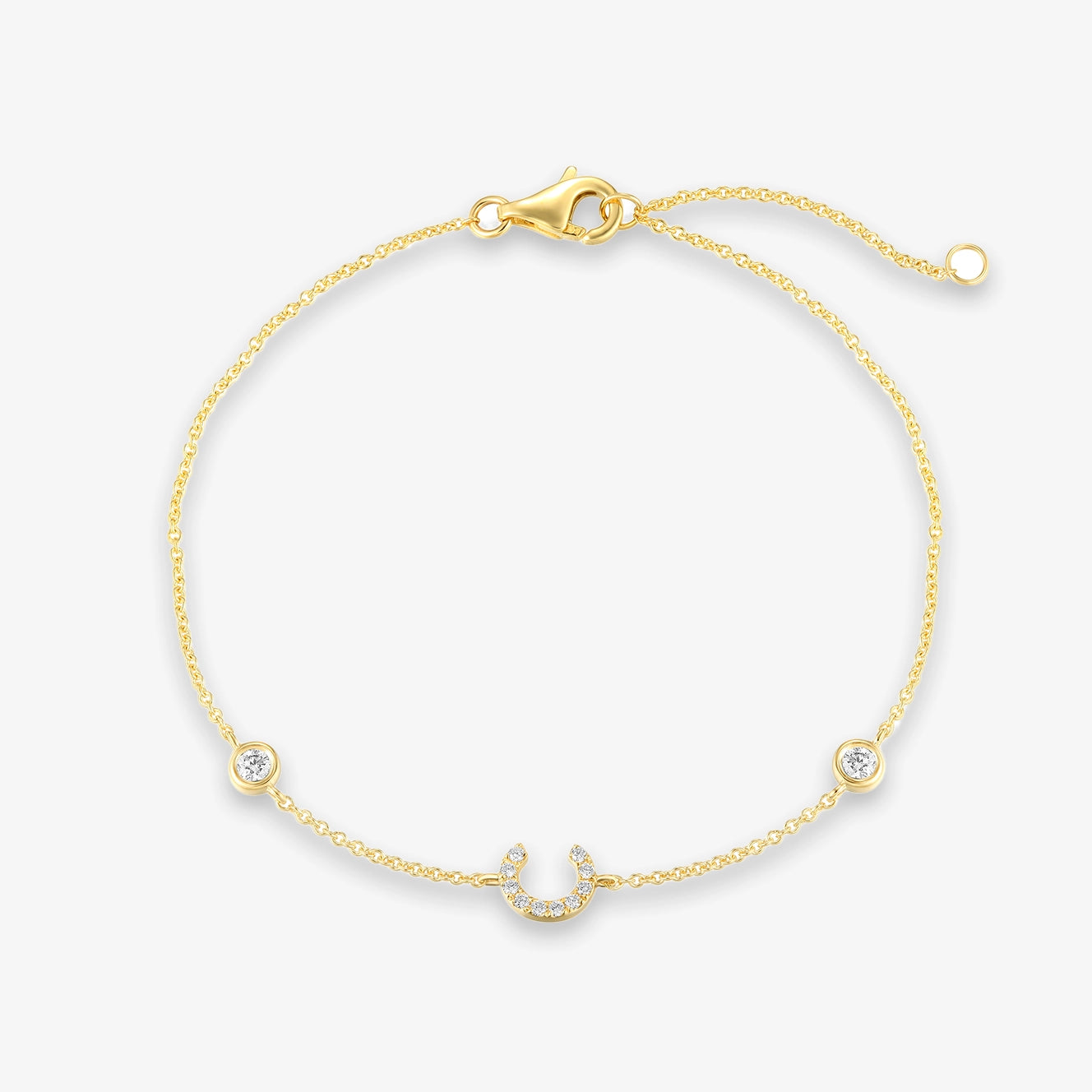 Lab Initial Diamond with Two Bezels Bracelet