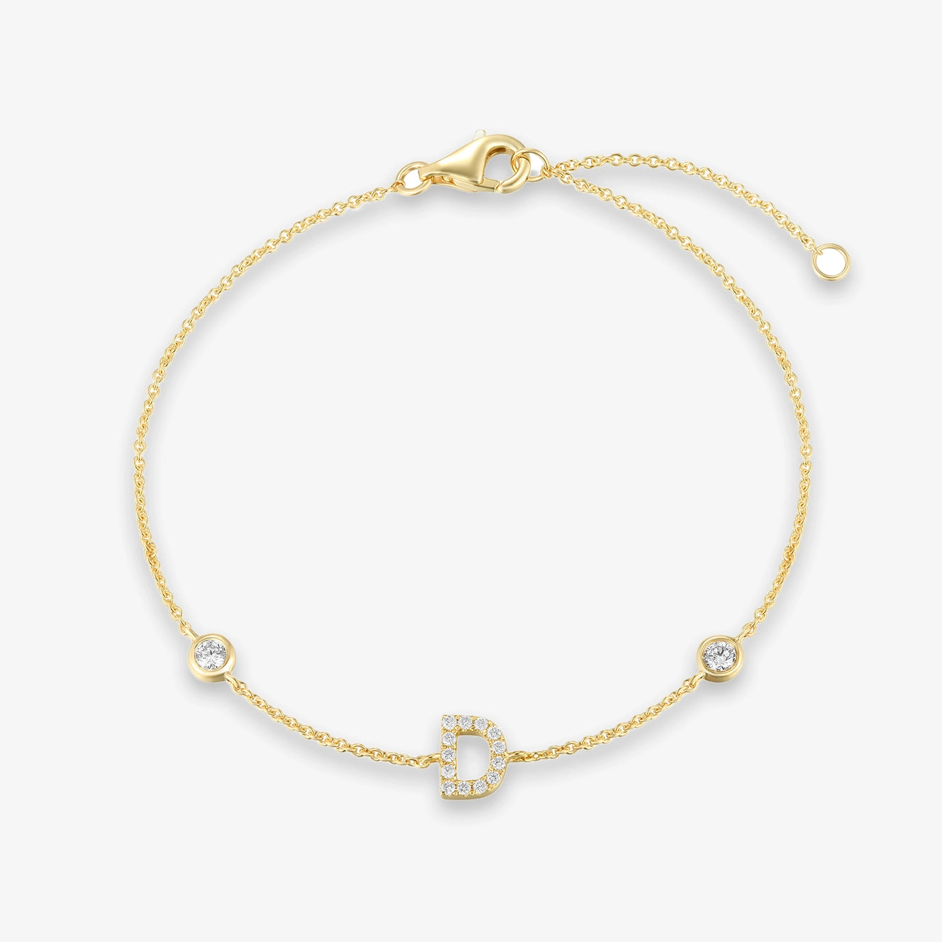 Lab Initial Diamond with Two Bezels Bracelet