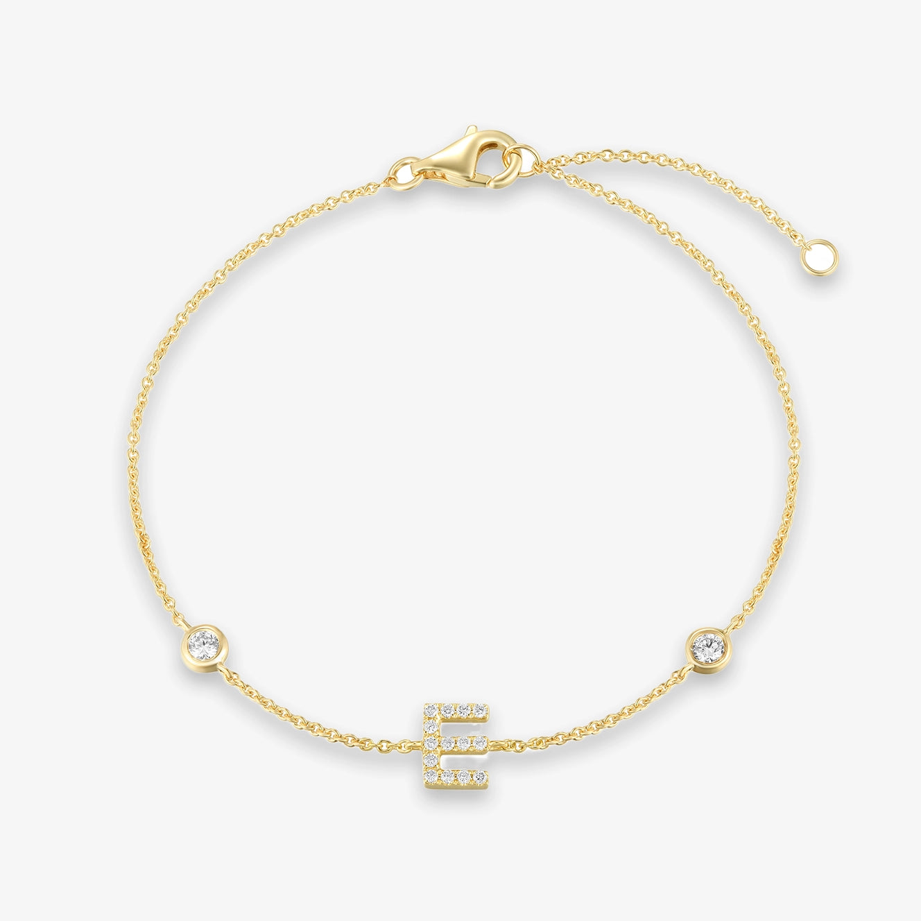 Lab Initial Diamond with Two Bezels Bracelet