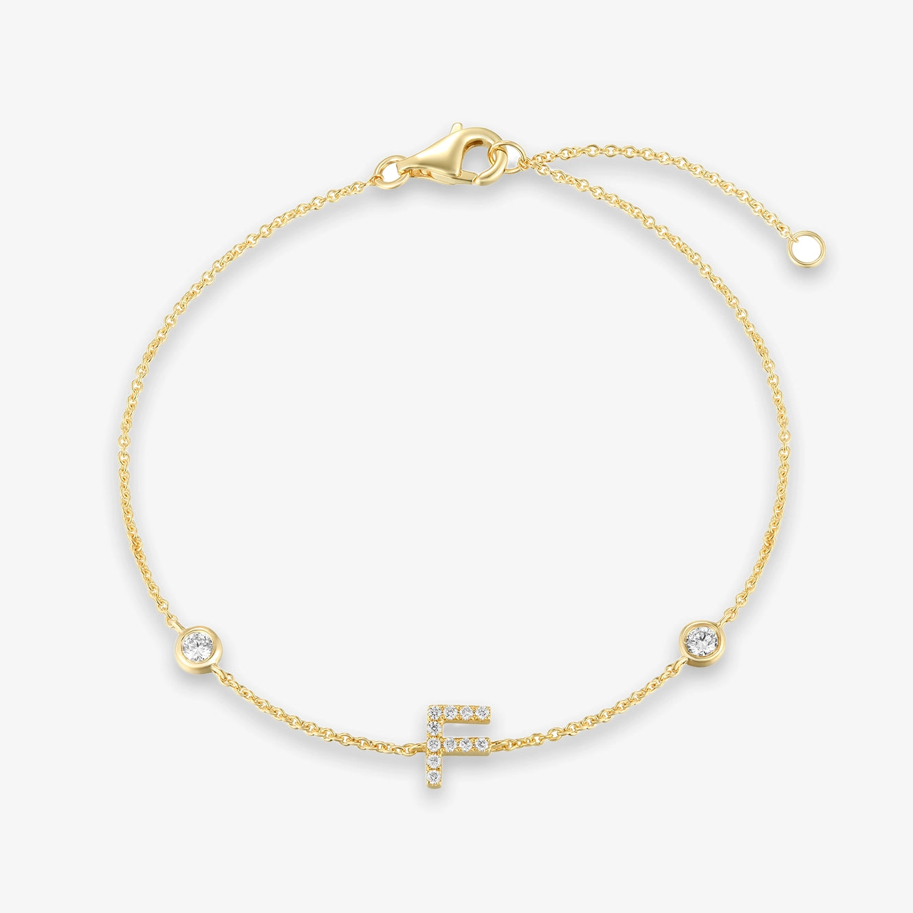 Lab Initial Diamond with Two Bezels Bracelet