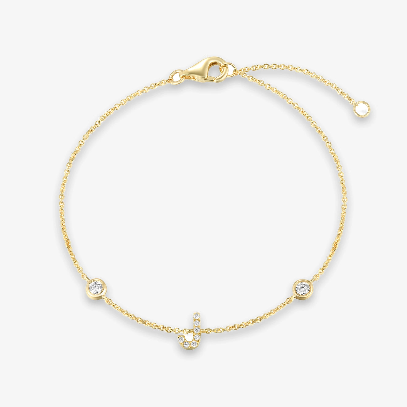 Lab Initial Diamond with Two Bezels Bracelet