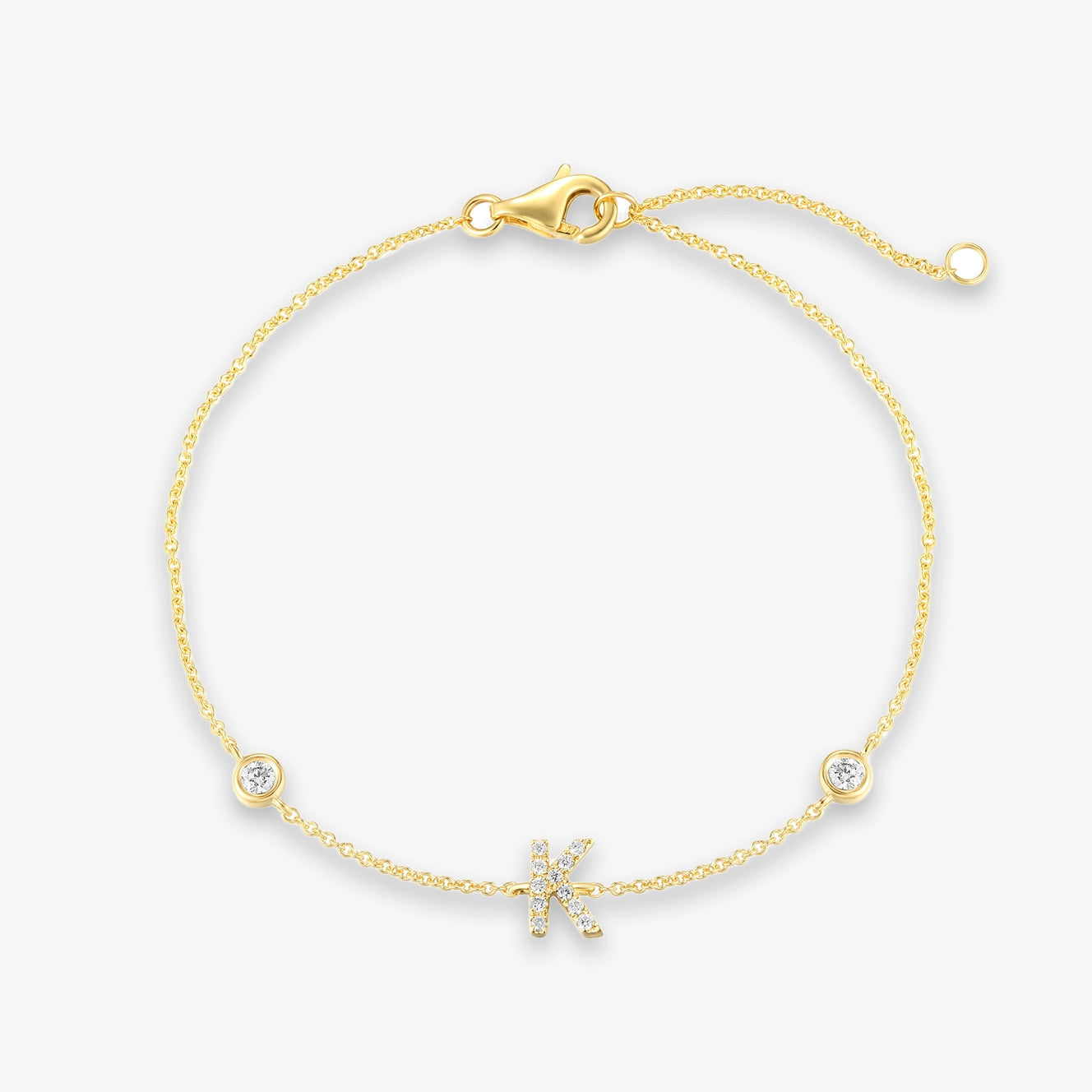 Lab Initial Diamond with Two Bezels Bracelet