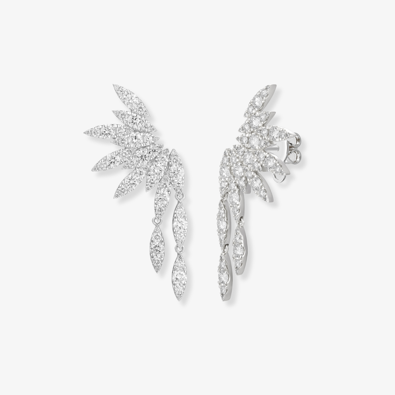 Half Diamond Flower Earrings