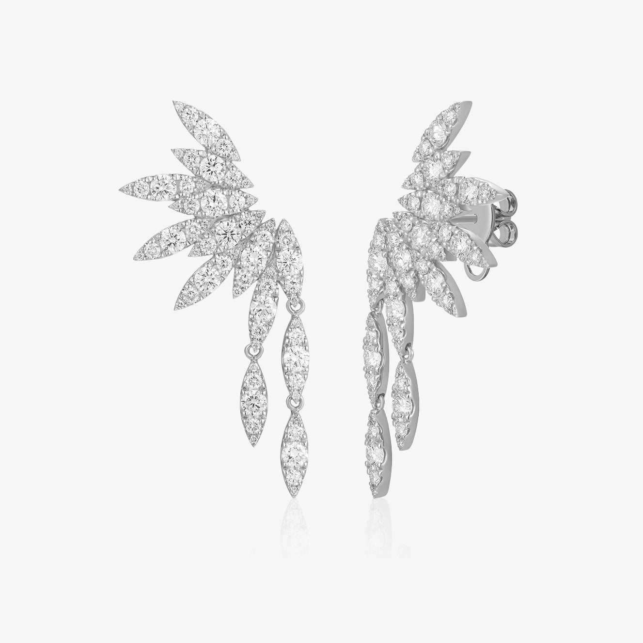 Lab Half Diamond Flower Earrings