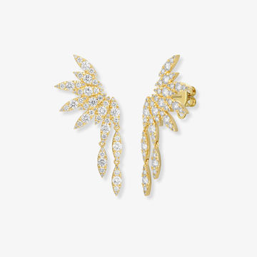 Half Diamond Flower Earrings