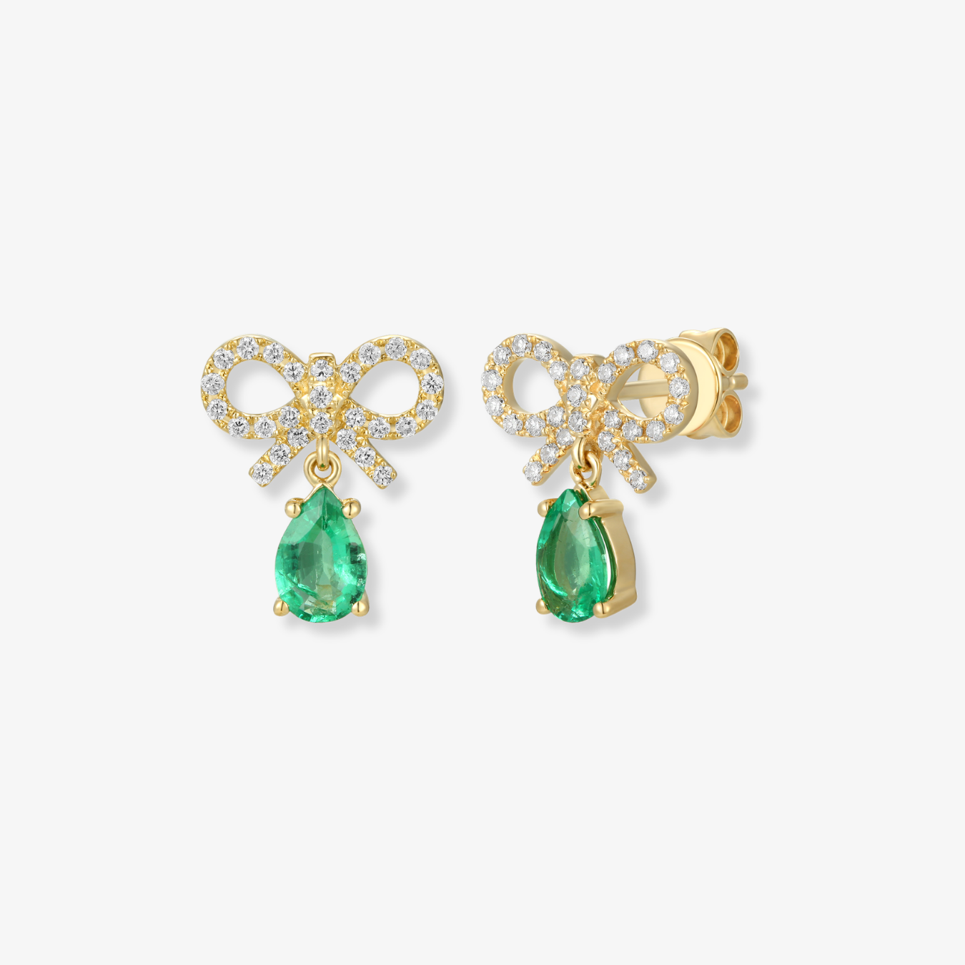 Diamond Bow Gemstone Drop Earrings