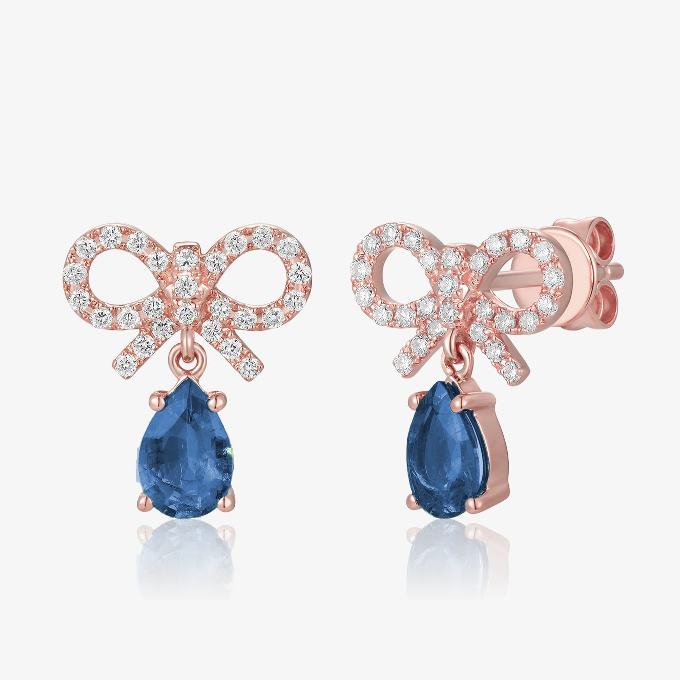 Diamond Bow Gemstone Drop Earrings