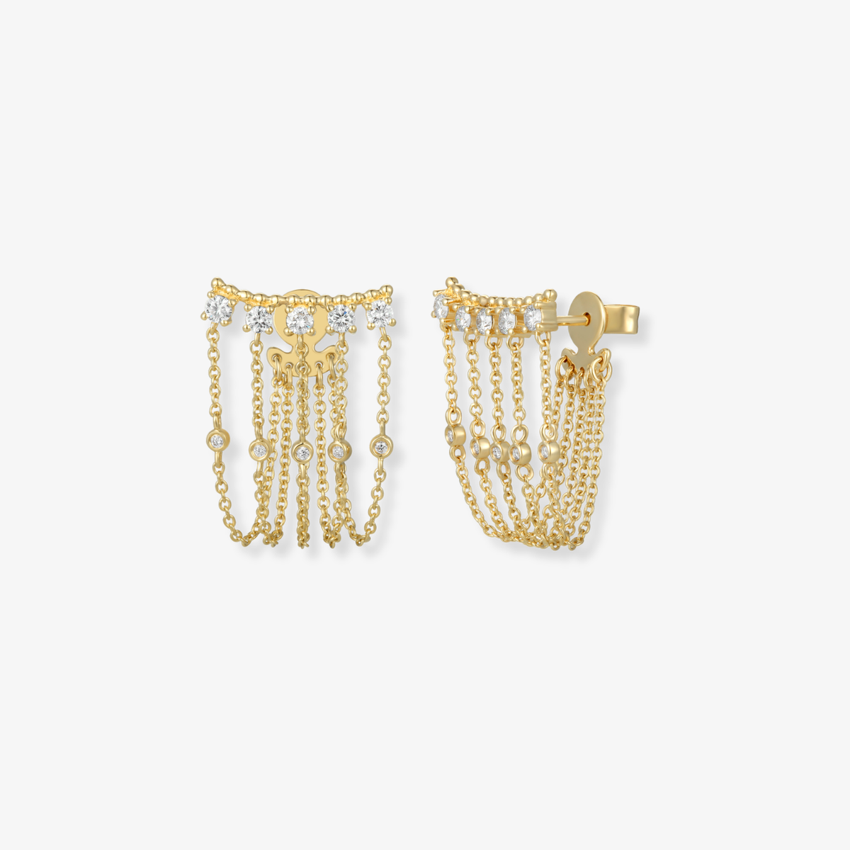 Five Diamond Chain Connector Earring