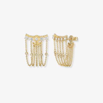 Five Diamond Chain Connector Earring