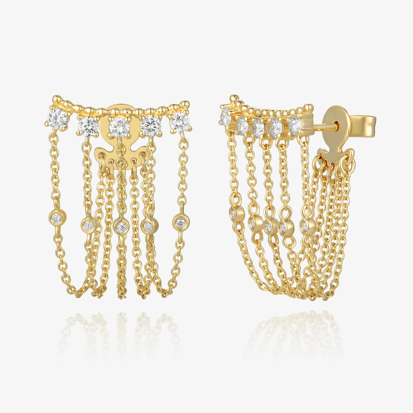 Lab Five Diamond Chain Connector Earring