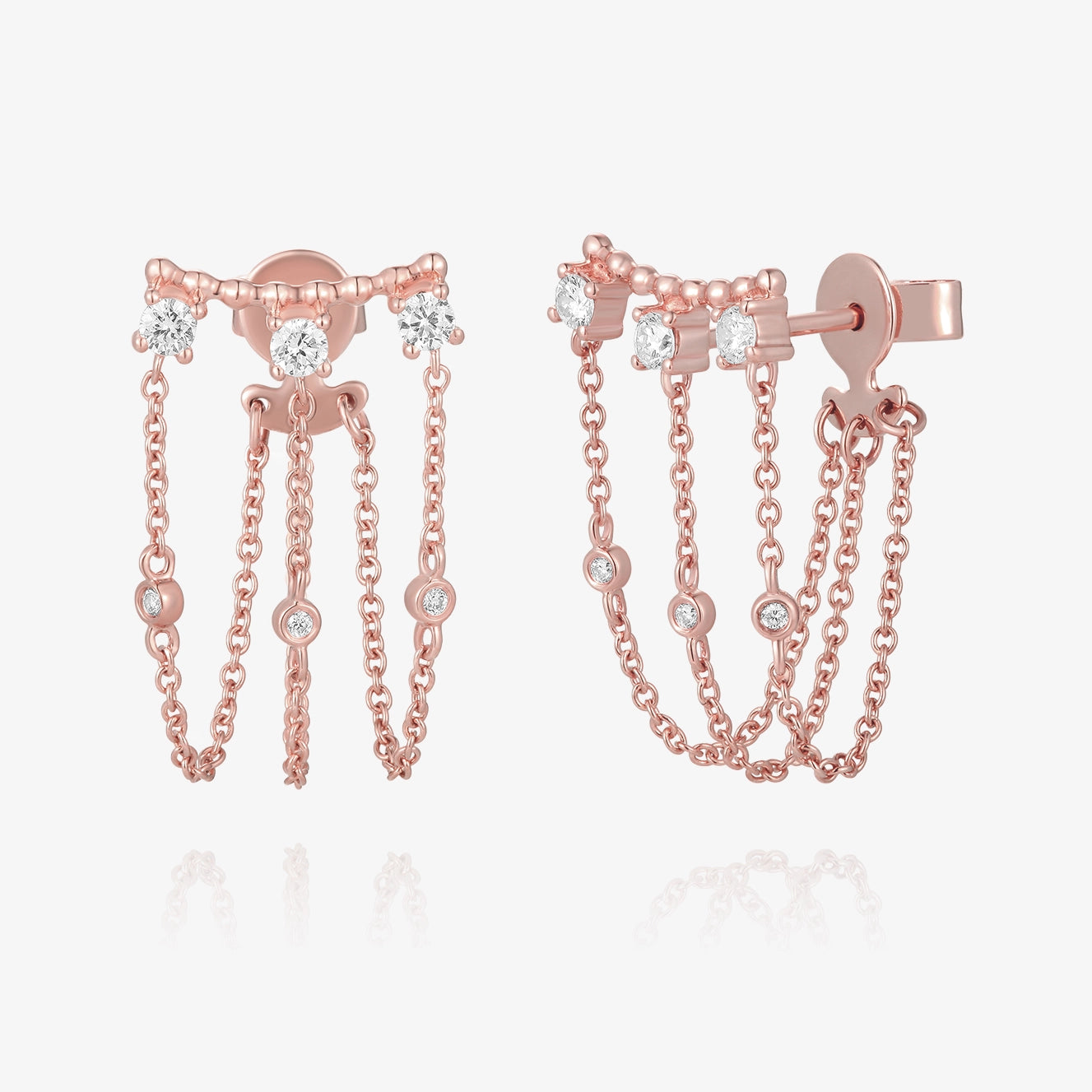 Lab Three Diamond Chain Connector Earring