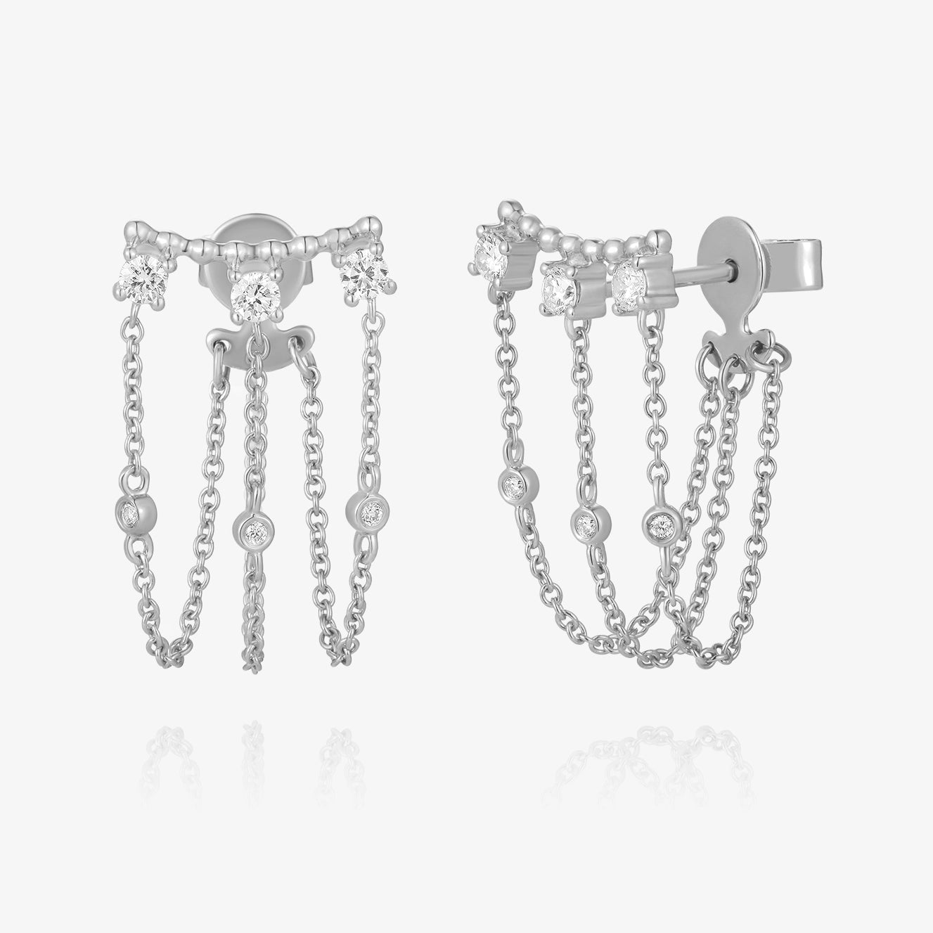 Lab Three Diamond Chain Connector Earring