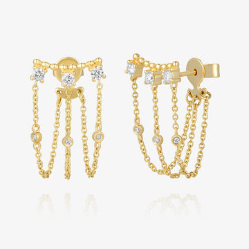 Lab Three Diamond Chain Connector Earring