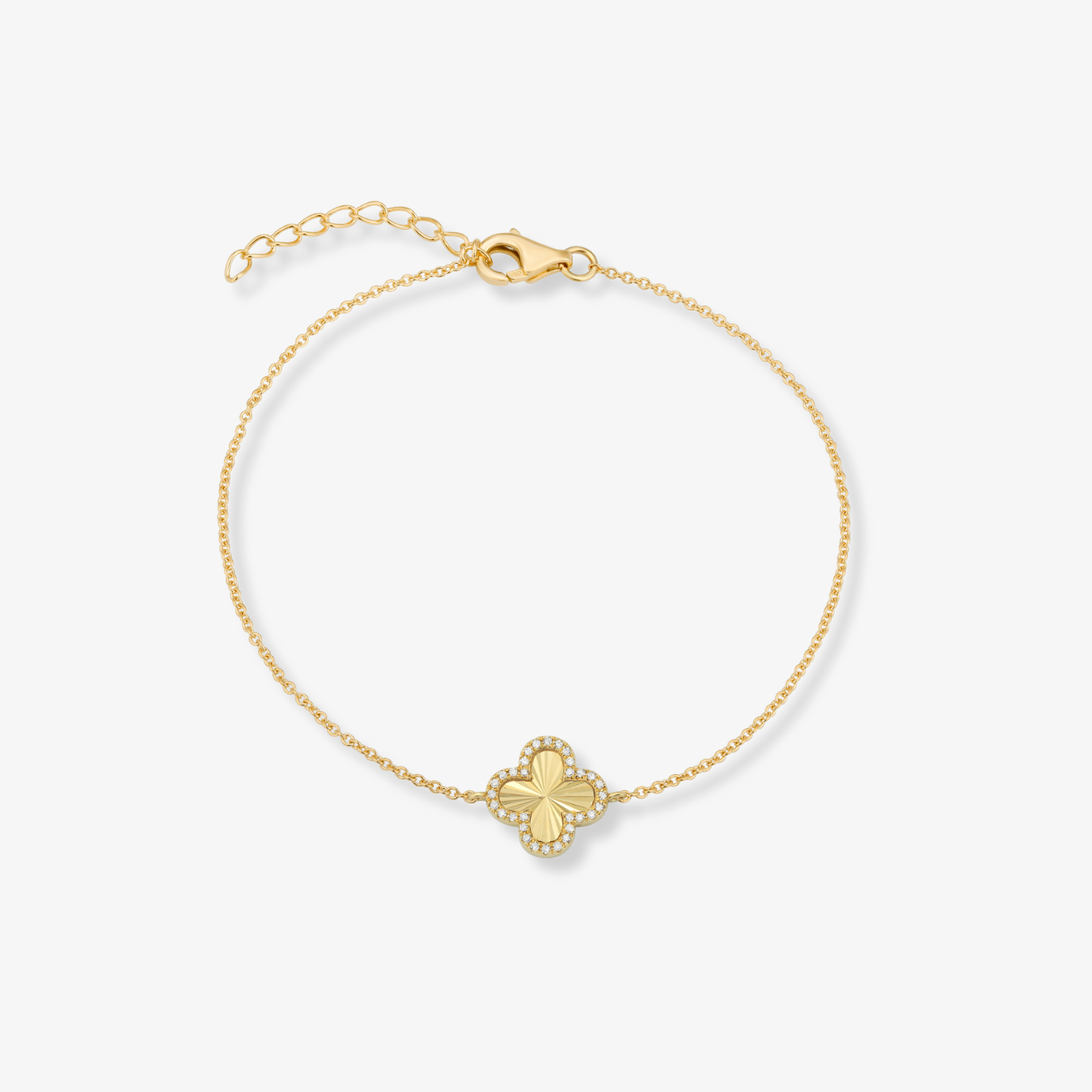 Gold Diamond Single Clover Bracelet