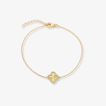 Gold Diamond Single Clover Bracelet