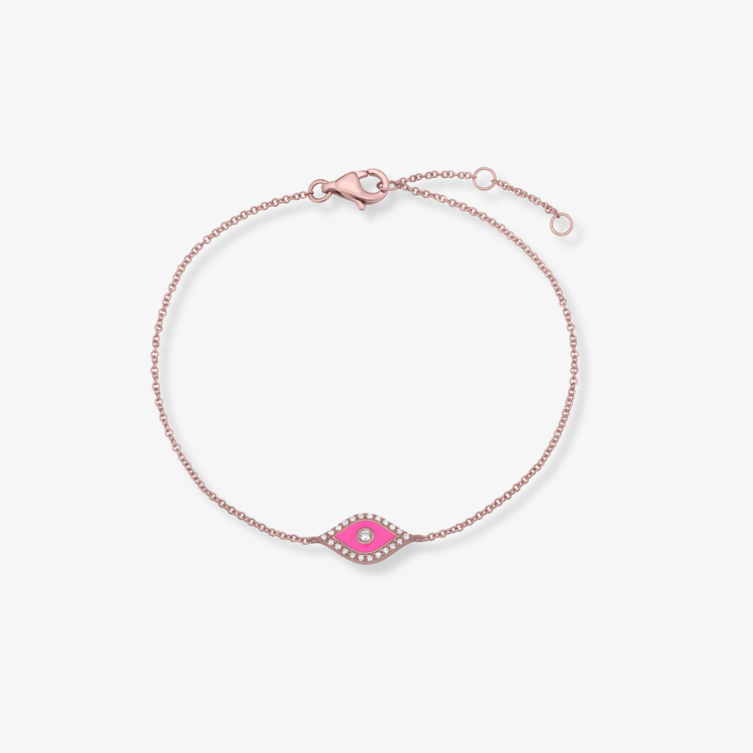 Evil Eye Single Diamond and Enamel Bracelet