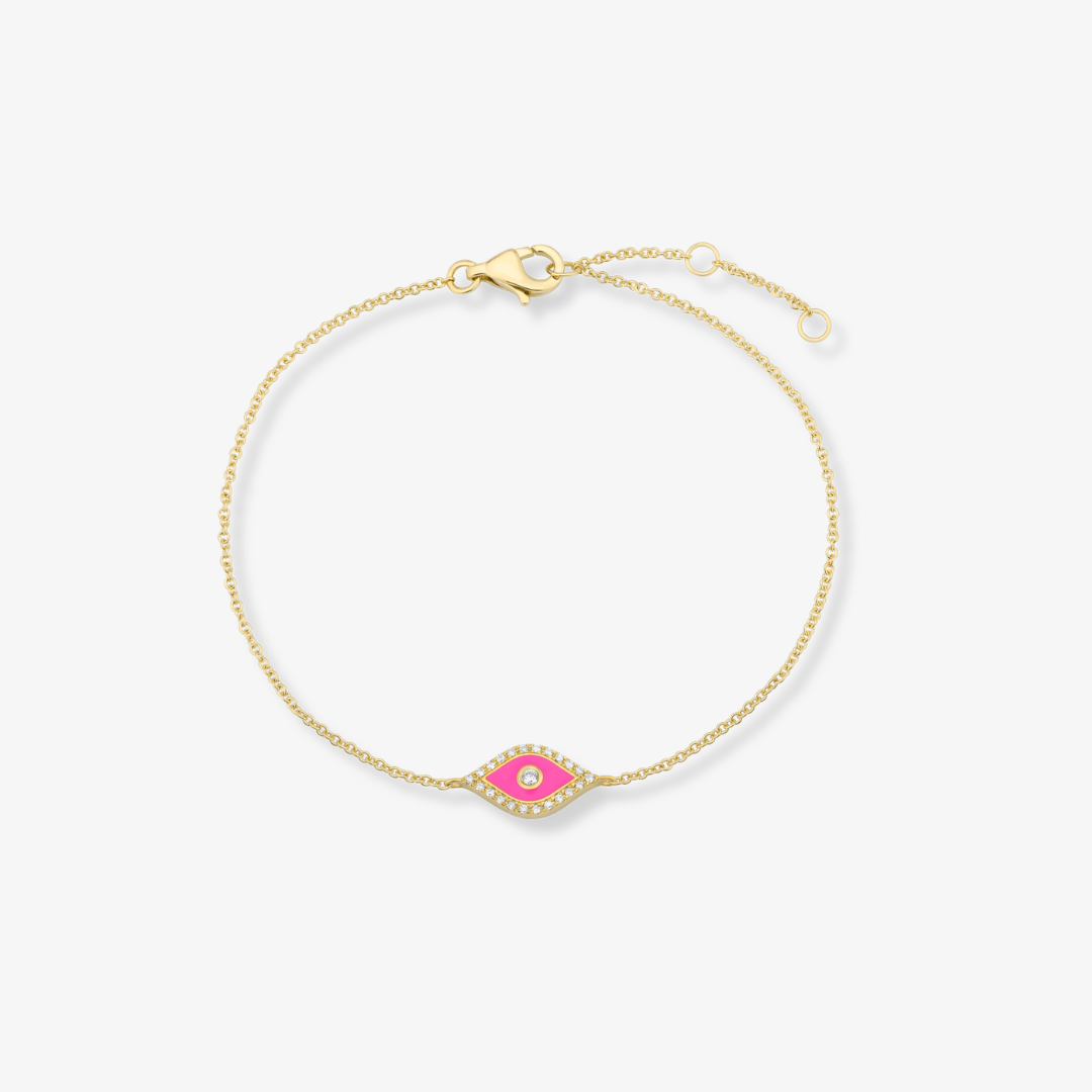 Evil Eye Single Diamond and Enamel Bracelet