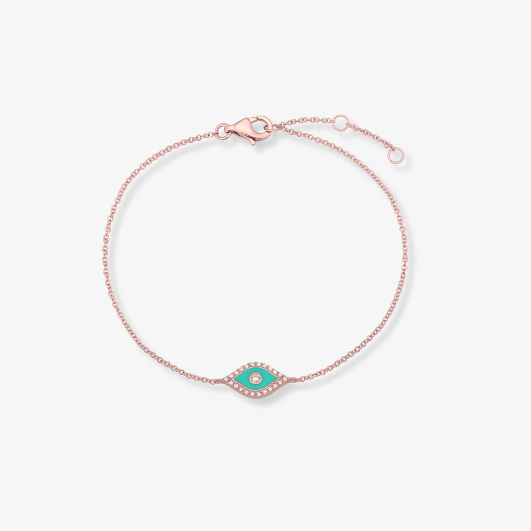 Evil Eye Single Diamond and Enamel Bracelet