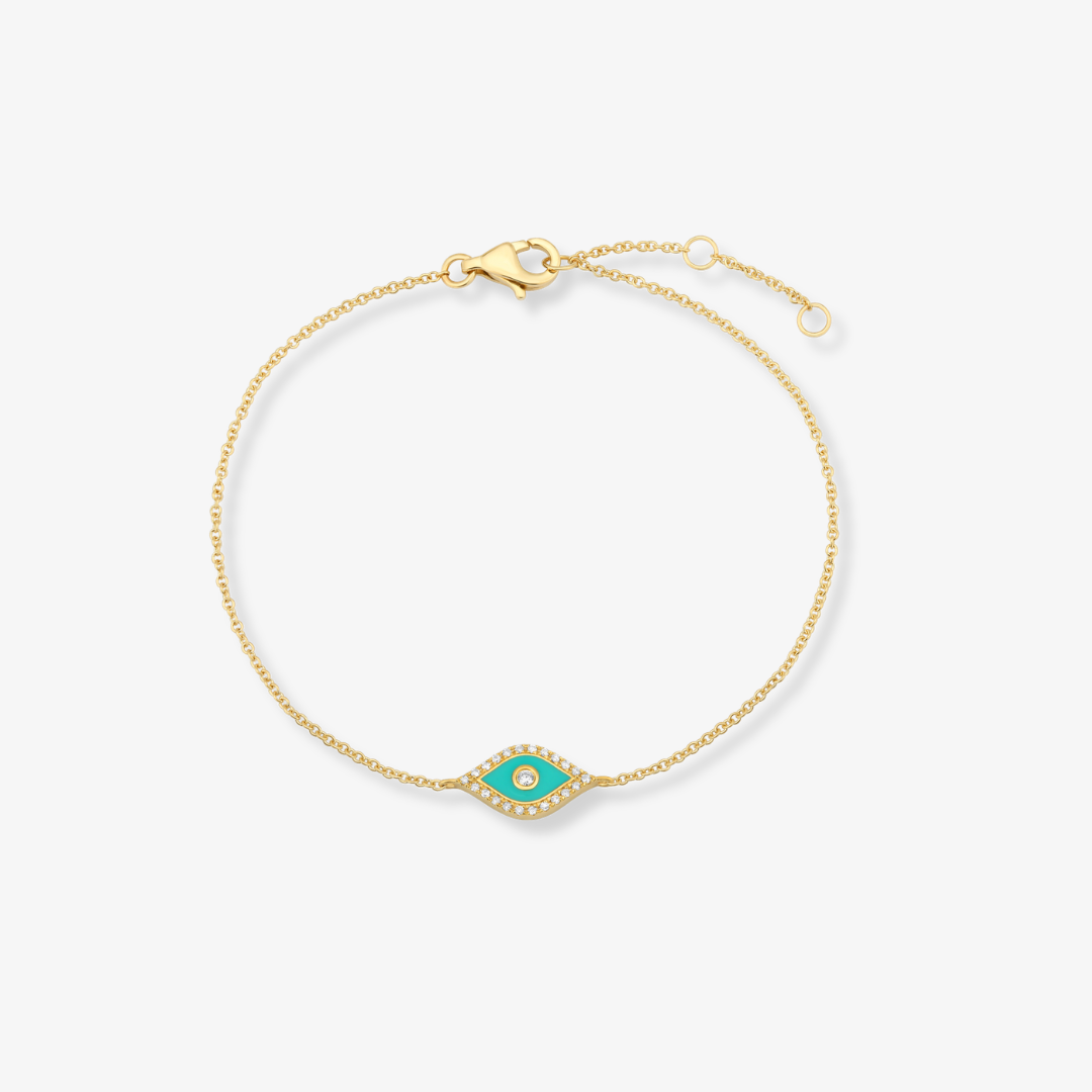 Evil Eye Single Diamond and Enamel Bracelet