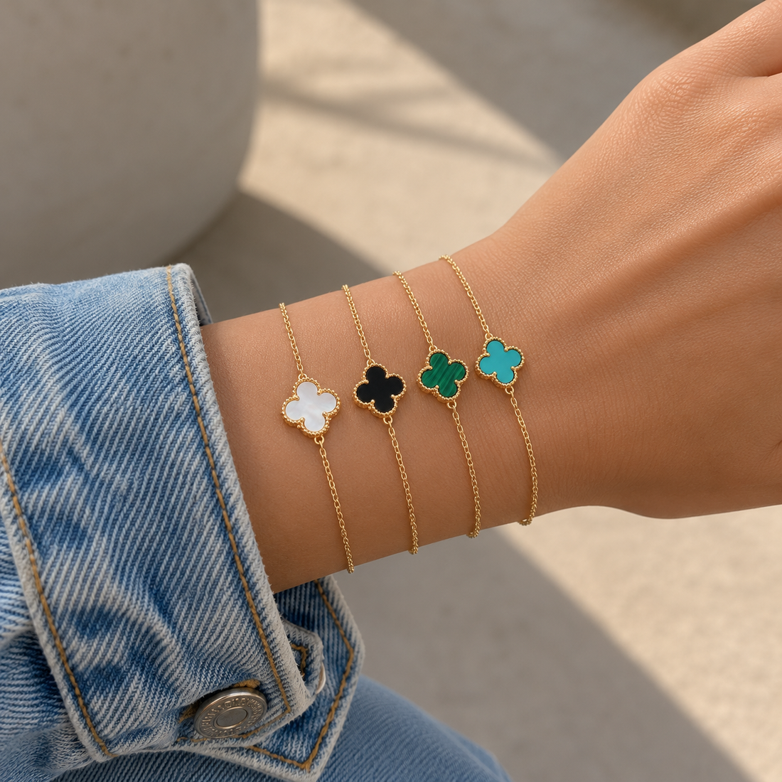 Gemstone Single Clover Bracelet