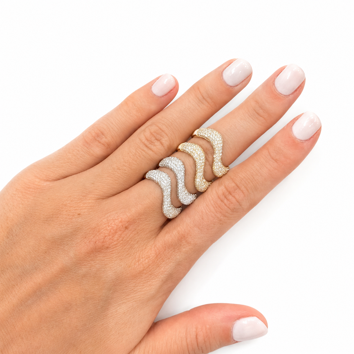 Lab Chunky Wave Pave Ring