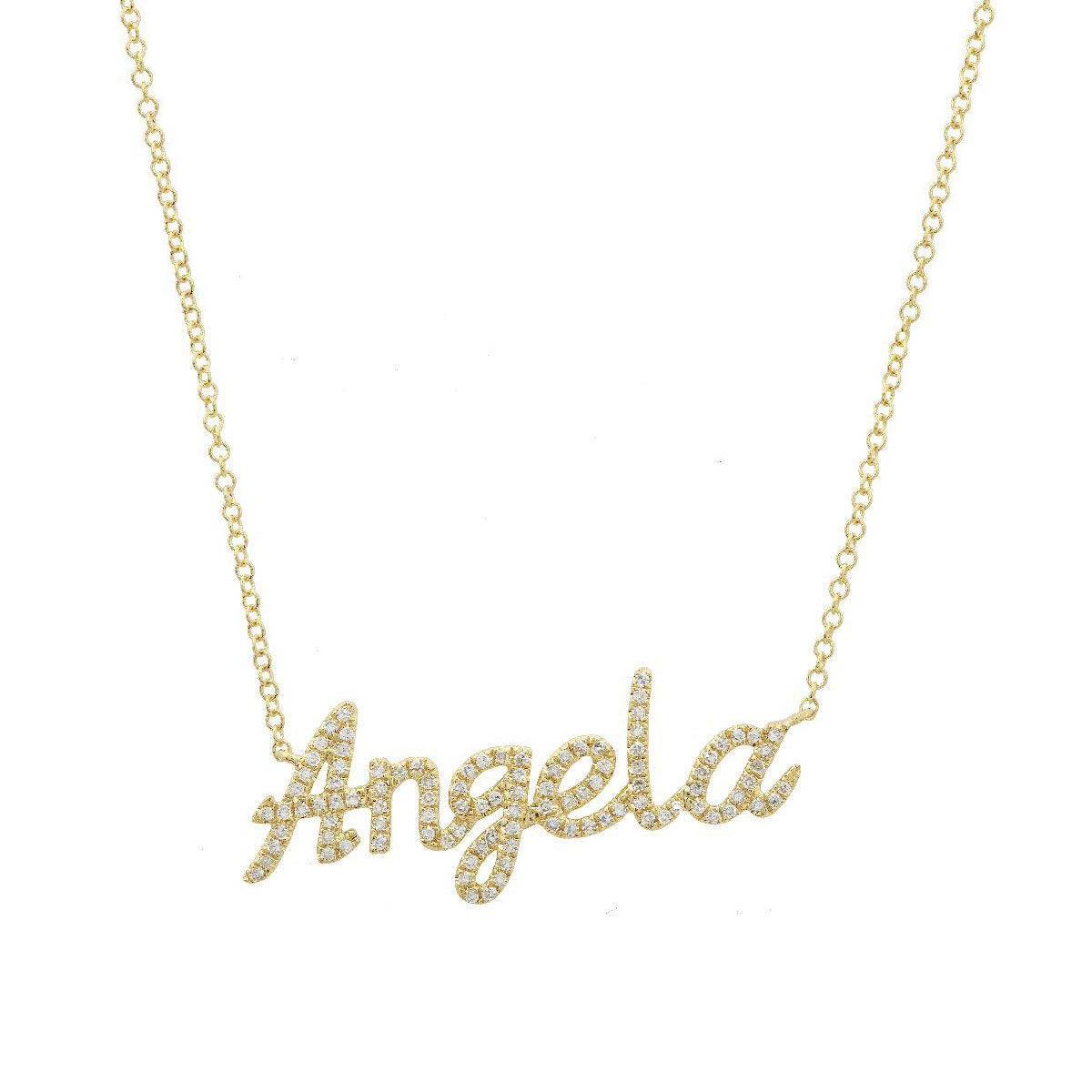 Custom Diamond Pave Script Name Necklace