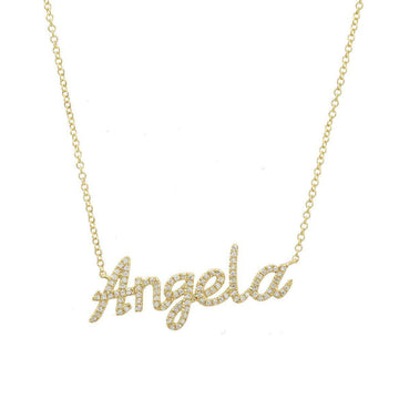 Custom Diamond Pave Script Name Necklace