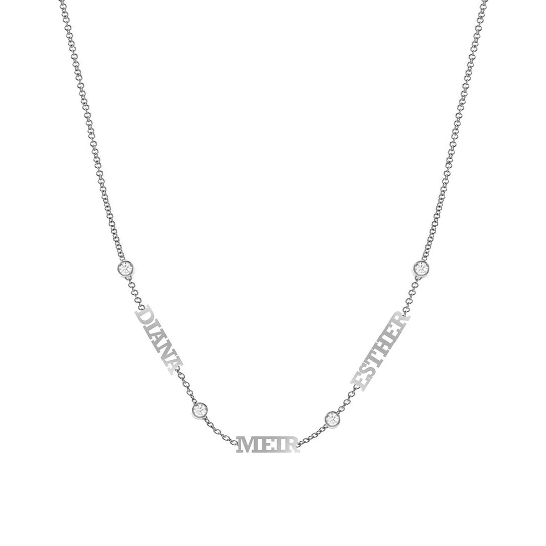 Custom Name Necklace with Diamond Bezels