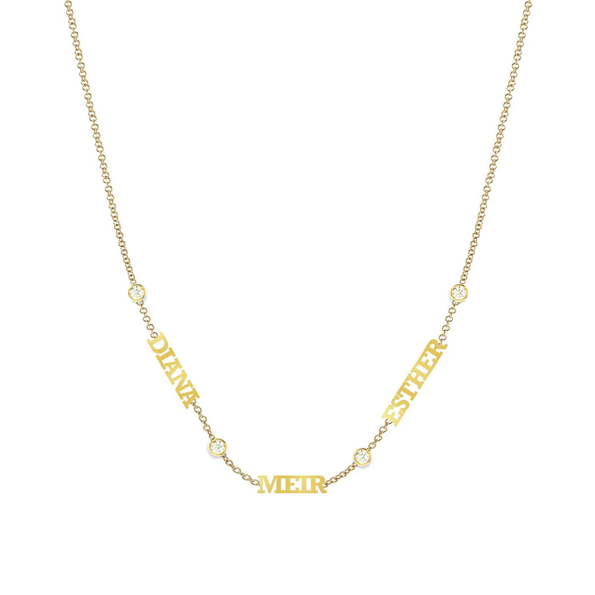 Collar con nombre personalizado y bisel de diamantes