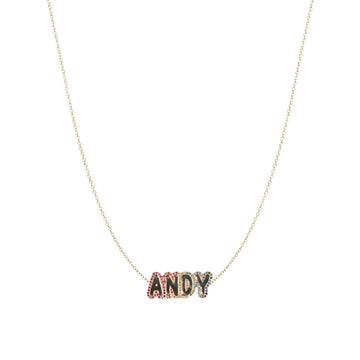 Custom Rainbow Bubble Letter Necklace