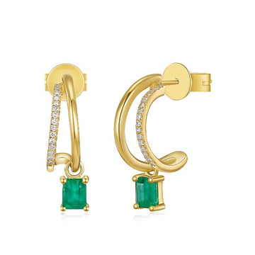 Dangling Emerald Split Earrings