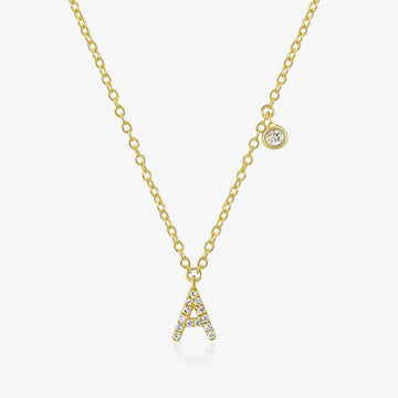 Diamond Initial And Bezel Necklace