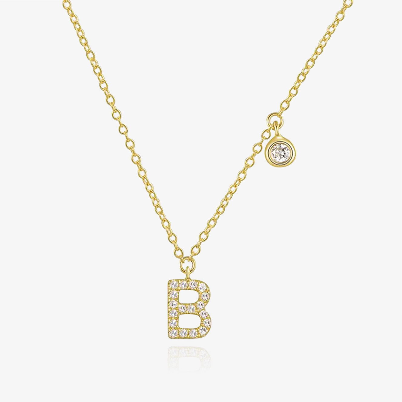 Diamond Initial And Bezel Necklace