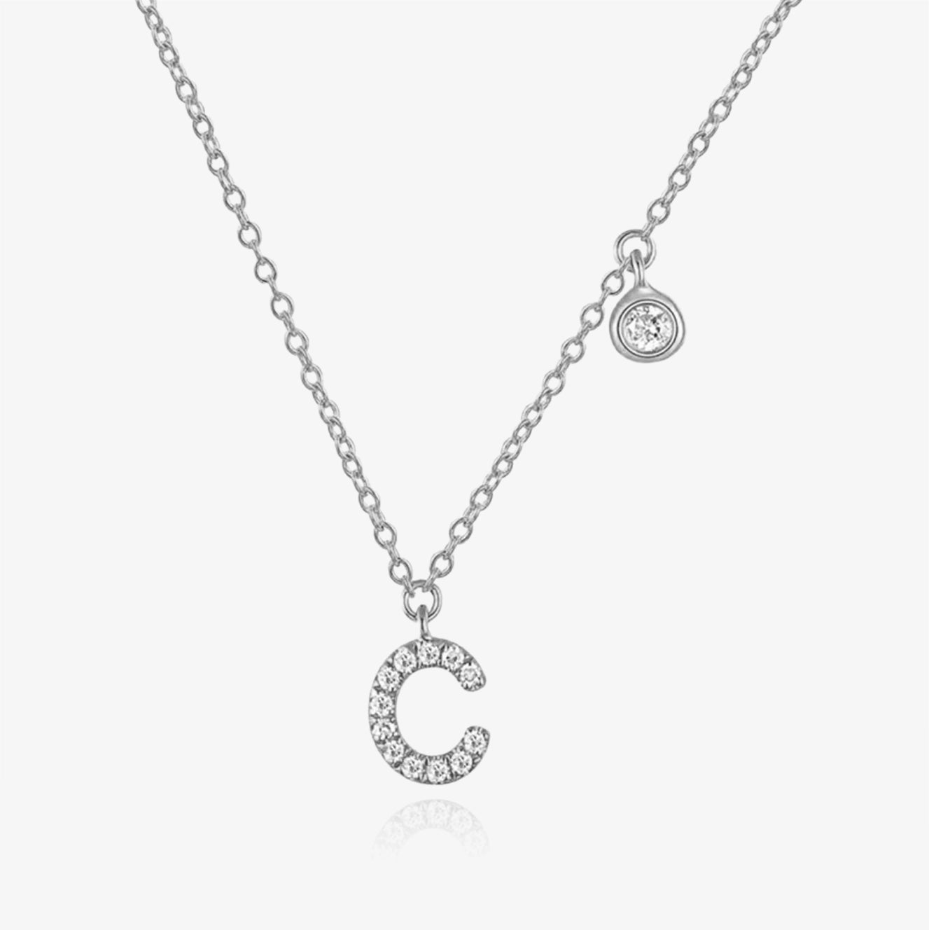 Diamond Initial And Bezel Necklace