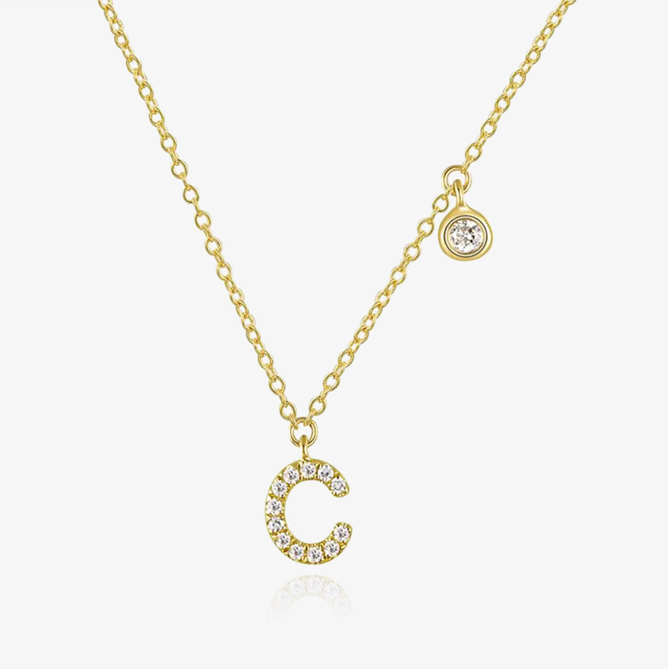 Diamond Initial And Bezel Necklace
